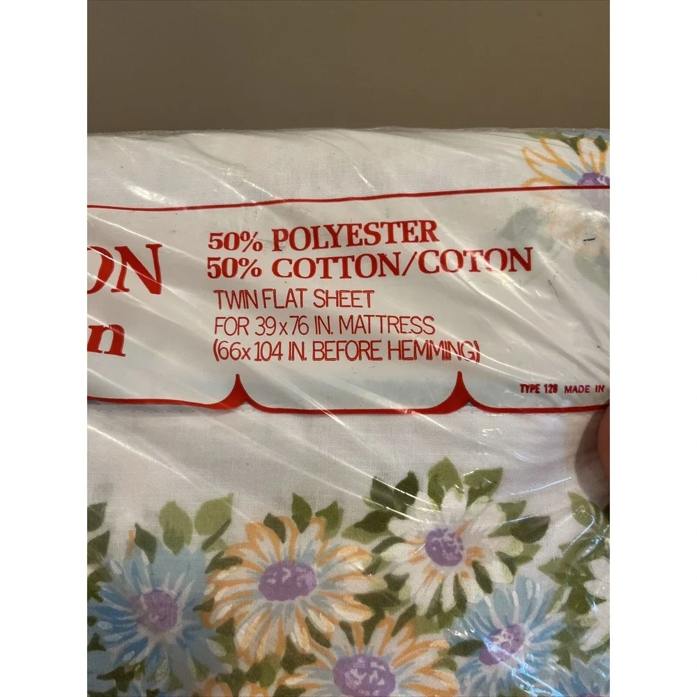 Vintage Selected Seconds Daisies Twin‎ Flat Sheet Floral Design New Old Stock